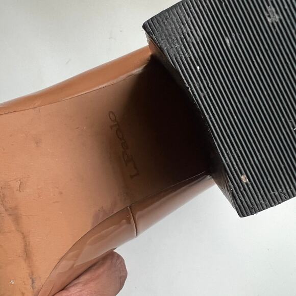 L. Paolo Tan Patent Leather Block Heel Loafers - Size 8.5 - Picture 5 of 6